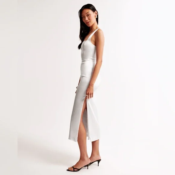 NWT White Bridal Dress ~ Sculpting Stretch Midi Dress - Picture 2 of 7